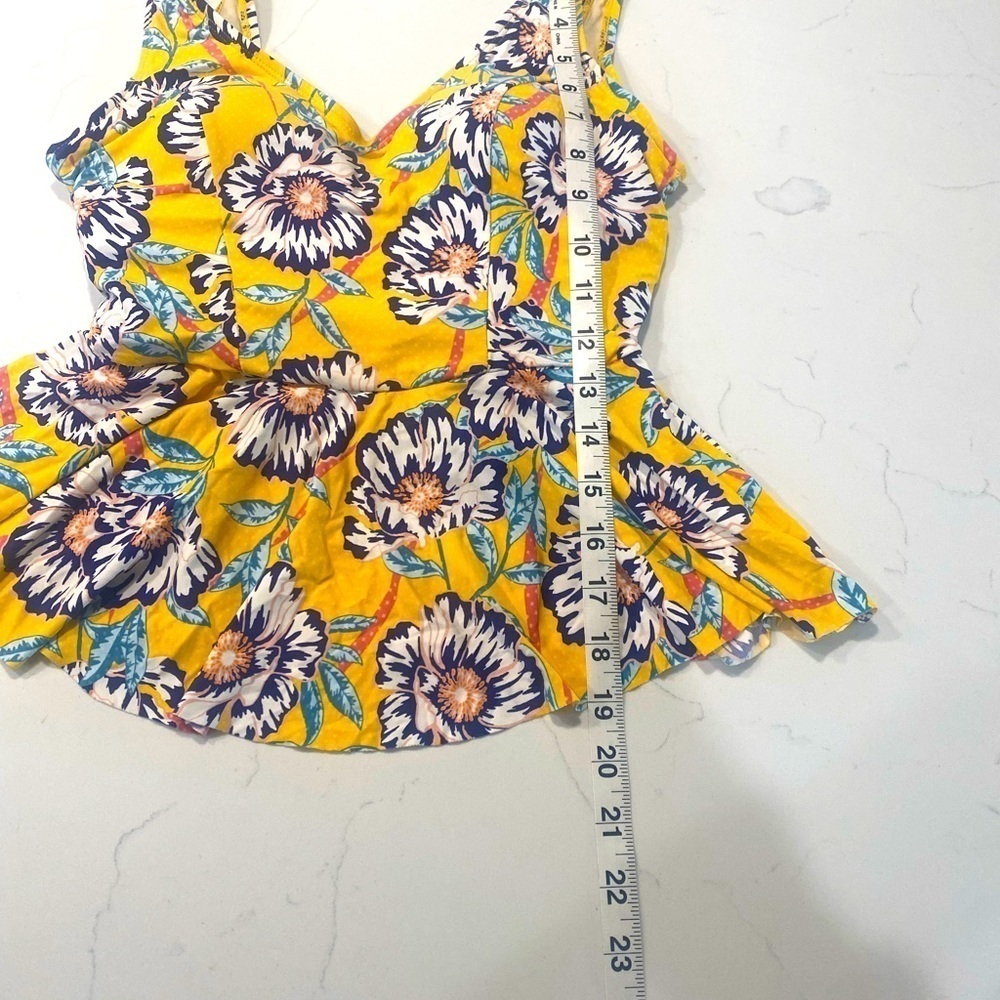Sea Angel Yellow Floral Peplum Tankini Top Sz XS - Picture 6 of 6
